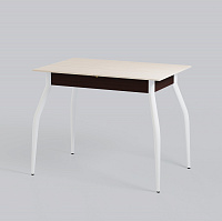 Стол кухонный раздвижной DecoLine-1 900(1200)*600мм ноги 01 белые (столешница Дуб молочный / подстолье Венге)